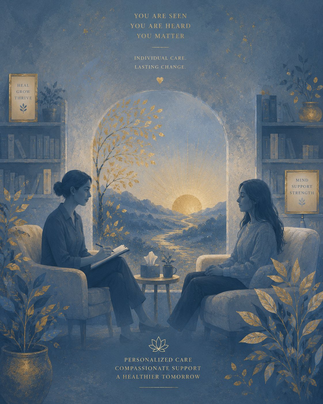 Two people in a compassionate psychiatric consultation